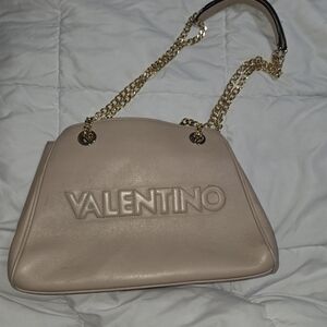 Valentino Nude Shoulder Bag with Gold Chain